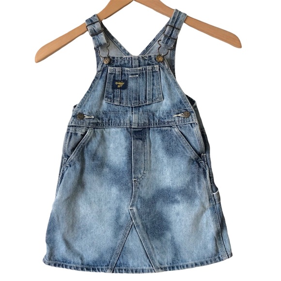 Vintage Oshkosh B'gosh vestbak overall pinafore dress 3T denim custom bleach dye - Picture 1 of 6